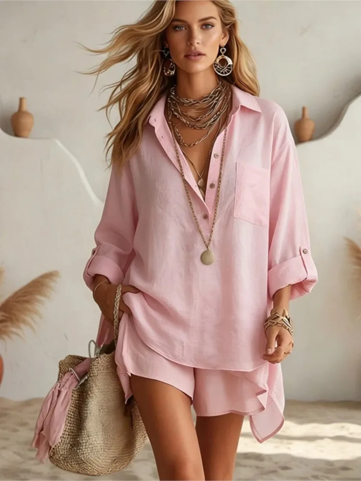 Ensemble Chemise et Short Adèle, à poches